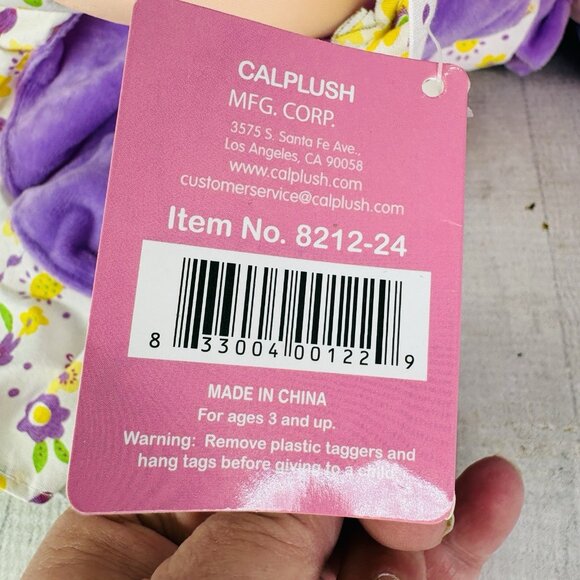 Large 24" Calplush CUTIE DOLLS Girl Purple Floral Butterfly Doll Plush W Tags - Picture 5 of 16
